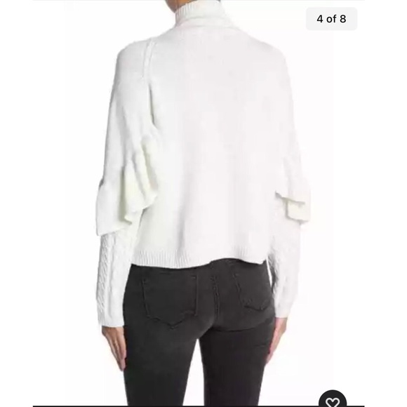 $395 !!! NAADAM Women Volta Ruffle Mock Neck Cable White Pullover Size S! 🤩 ST - Picture 5 of 14